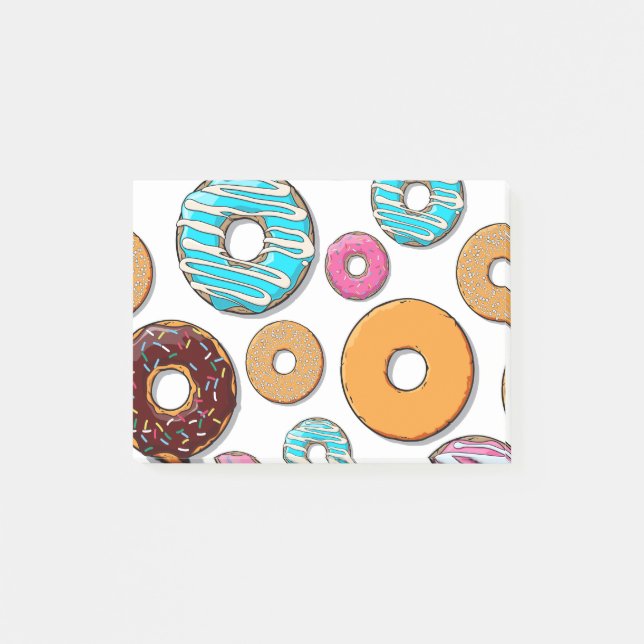 Bright Doughnut Whimsical Pattern Post-it Notes (Front)