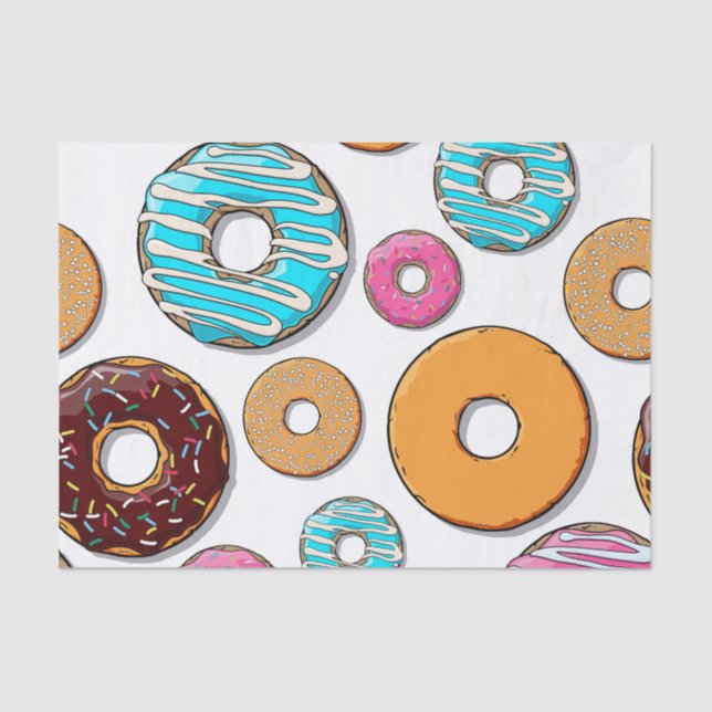 Bright Doughnut Whimsical Pattern Tissue Paper (Front)