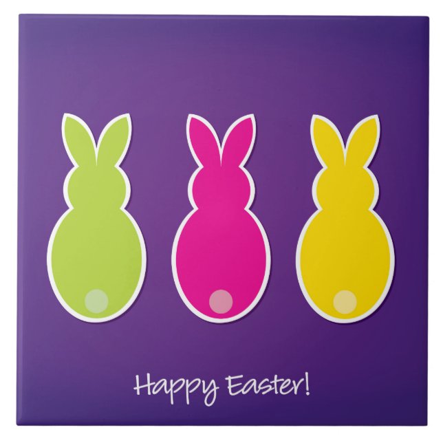 Bright Easter Bunny Silhouette Tile (Front)