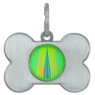 Bright Edgy Geometrical Neon  Pattern Art Design Pet Tag