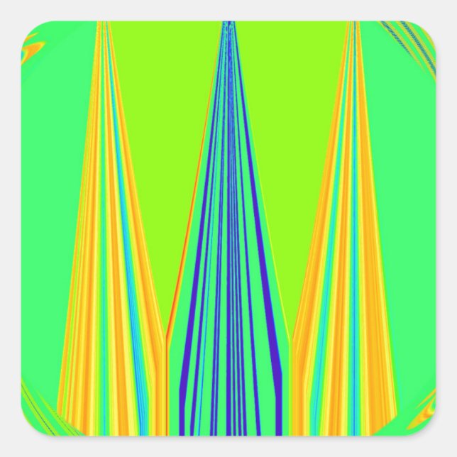 Bright Edgy Geometrical Neon  Pattern Art Design Square Sticker (Front)