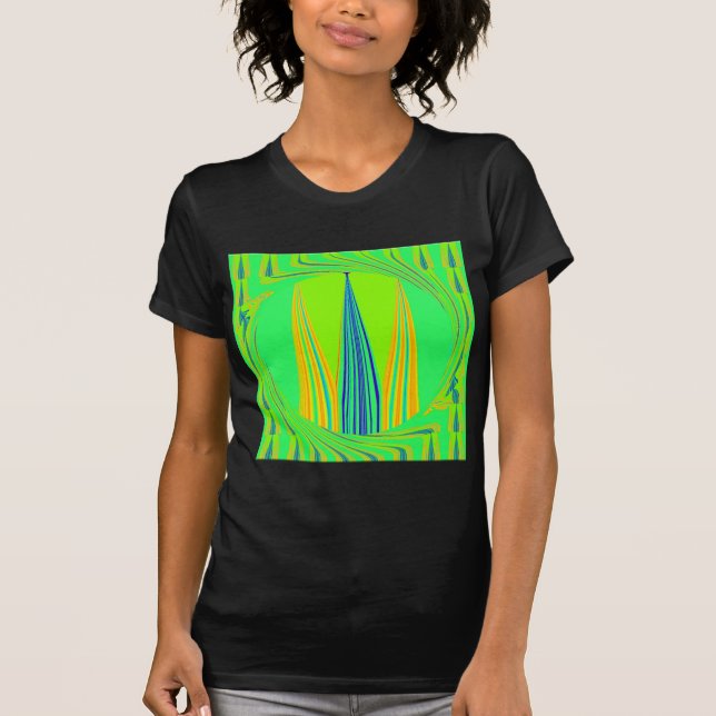 Bright Edgy Geometrical Neon  Pattern Art Design T-Shirt (Front)