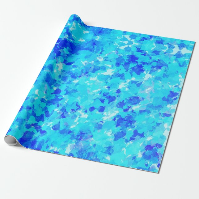 Bright Electric Blue Abstract Brush Strokes Wrapping Paper (Unrolled)