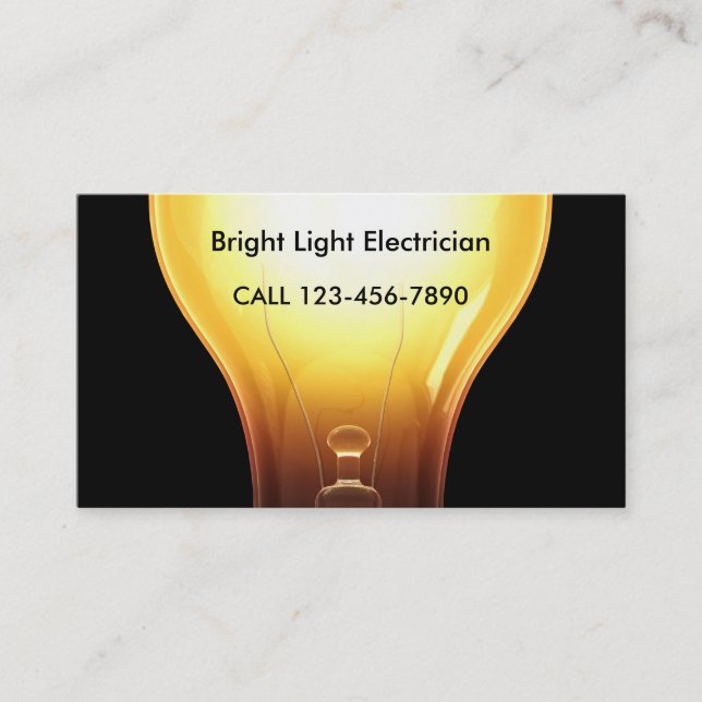 Bright Electrician Business Cards (Front)