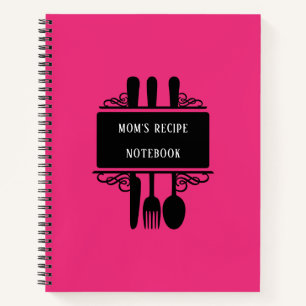 Bright Elegant Pink Baking Cooking Mum's Recipe Notebook