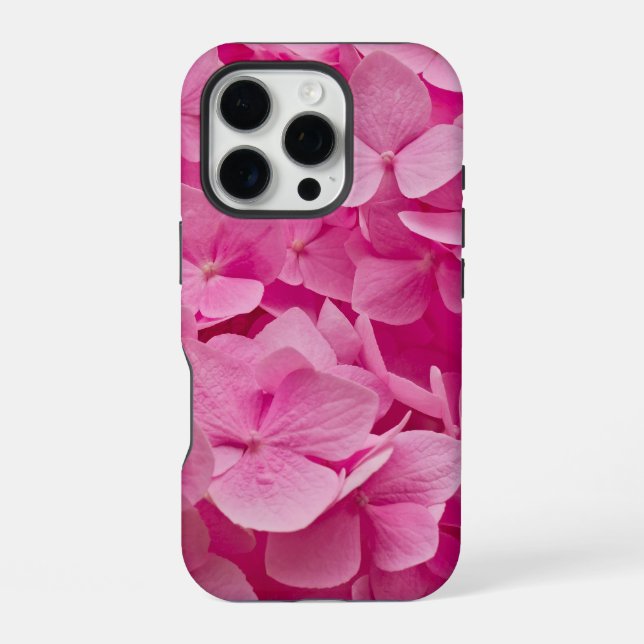 Bright Elegant Pink Blooming Hydrangea Flower iPhone Case (Back)