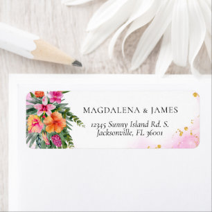 Bright Elegant Pink Orange Tropical Island Floral