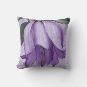 Bright elegant watercolor purple bell flower#4 cushion