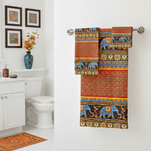 Bright elephants bath towel set