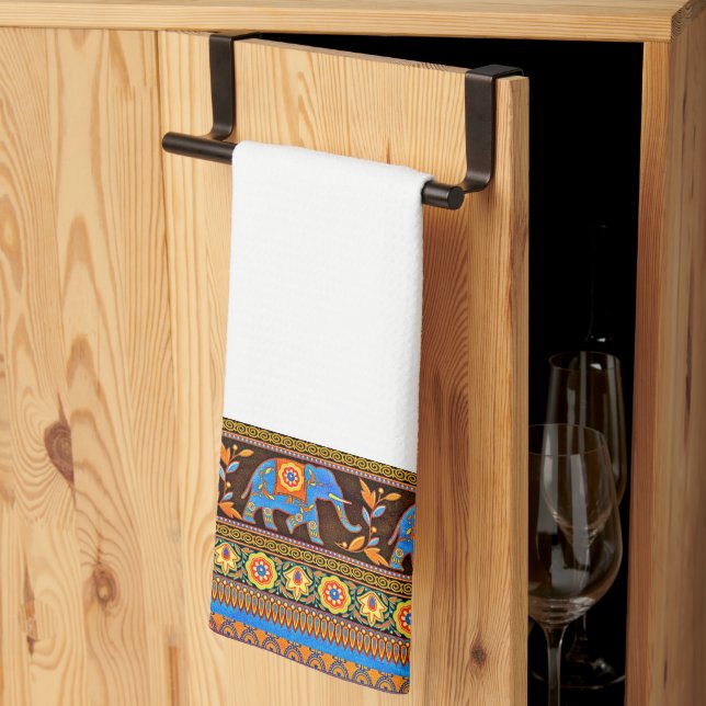 Bright elephants kitchen towel (Thirds Fold)