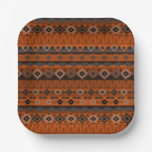 Bright ethnic striped pattern. paper plate