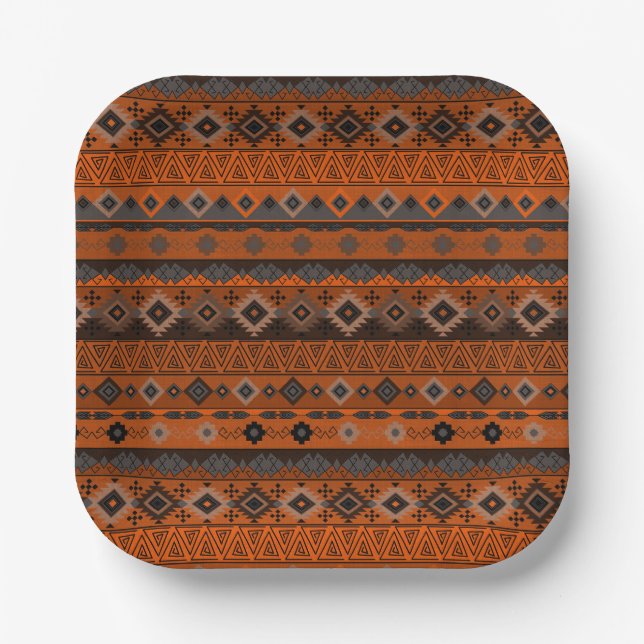 Bright ethnic striped pattern. paper plate (Front)