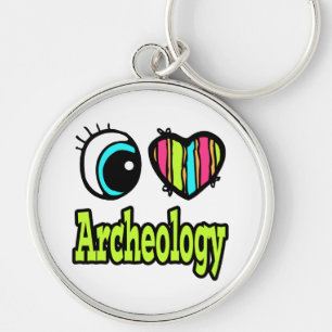 Bright Eye Heart I Love Archaeology Key Ring