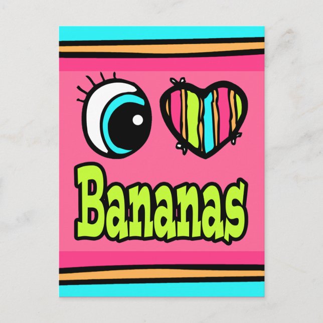 Bright Eye Heart I Love Bananas Postcard (Front)