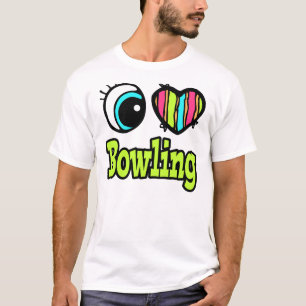 Bright Eye Heart I Love Bowling T-Shirt