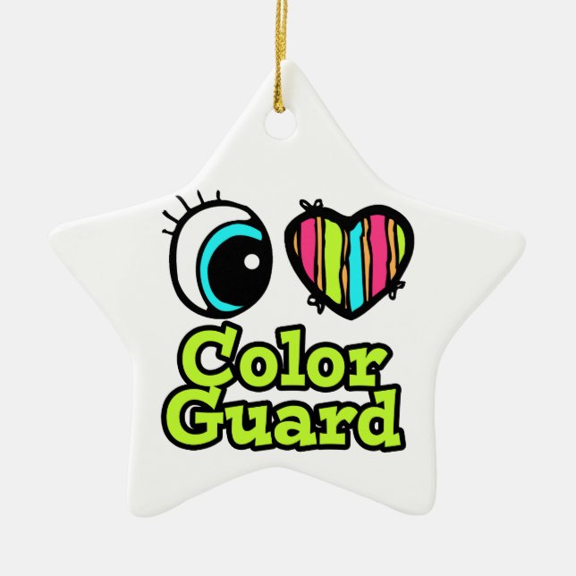 Bright Eye Heart I Love Colour Guard Ceramic Tree Decoration (Front)