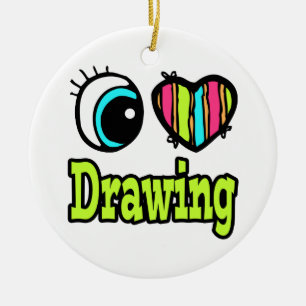 Bright Eye Heart I Love Drawing Ceramic Tree Decoration