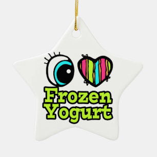 Bright Eye Heart I Love Frozen Yogurt Ceramic Tree Decoration
