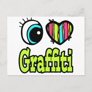 Bright Eye Heart I Love Graffiti Postcard