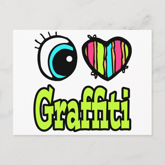Bright Eye Heart I Love Graffiti Postcard (Front)
