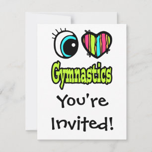 Bright Eye Heart I Love Gymnastics Invitation