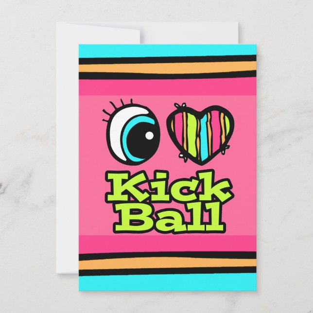 Bright Eye Heart I Love Kick Ball Invitation (Front)