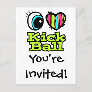 Bright Eye Heart I Love Kick Ball Invitation