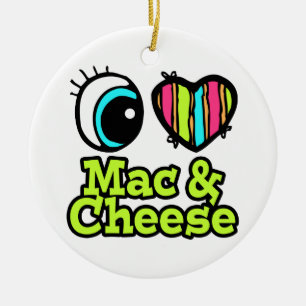 Bright Eye Heart I Love Mac and Cheese Ceramic Tree Decoration