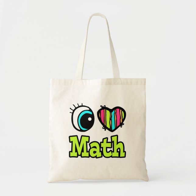 Bright Eye Heart I Love Math Tote Bag (Front)