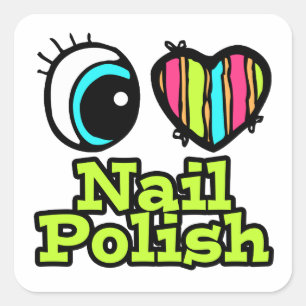 Bright Eye Heart I Love Nail Polish Square Sticker