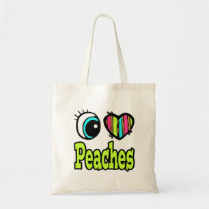 Bright Eye Heart I Love Peaches Tote Bag