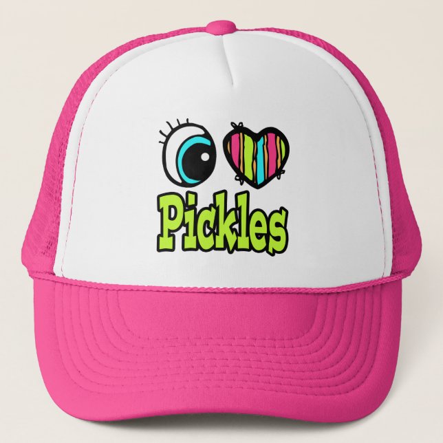 Bright Eye Heart I Love Pickles Trucker Hat (Front)
