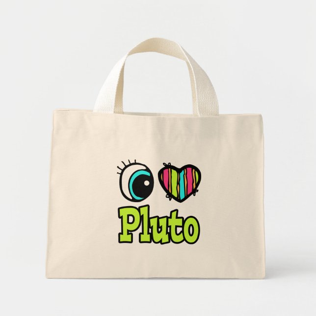Bright Eye Heart I Love Pluto Mini Tote Bag (Front)