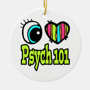 Bright Eye Heart I Love Psych 101 Ceramic Tree Decoration
