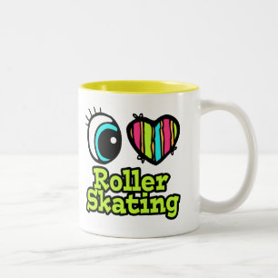 Bright Eye Heart I Love Roller Skating Two-Tone Coffee Mug