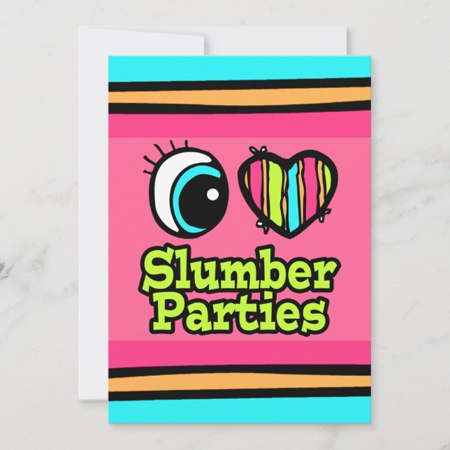 Bright Eye Heart I Love Slumber Parties Invitation (Front)