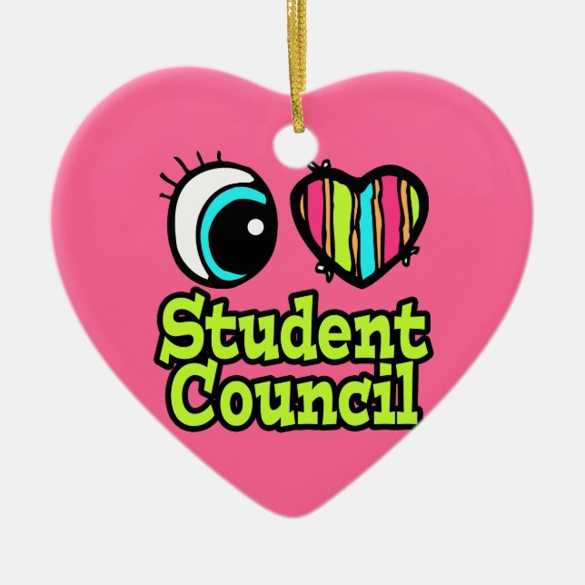 Bright Eye Heart I Love Student Council Ceramic Tree Decoration (Front)