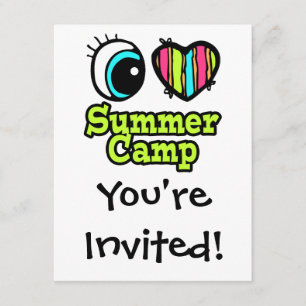 Bright Eye Heart I Love Summer Camp Invitation