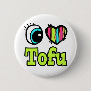 Bright Eye Heart I Love Tofu 6 Cm Round Badge
