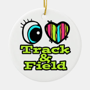 Bright Eye Heart I Love Track and Field Ceramic Tree Decoration