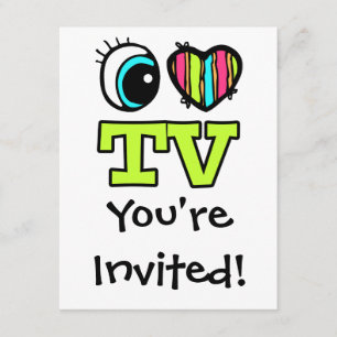 Bright Eye Heart I Love TV Invitation