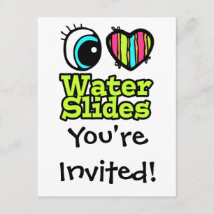 Bright Eye Heart I Love Water Slides Invitation