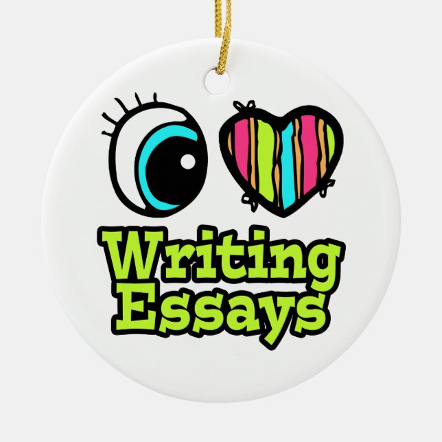 Bright Eye Heart I Love Writing Essays Ceramic Tree Decoration (Front)