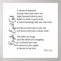 Bright Eyed Girl Inspirational Poem Wall Art Decor