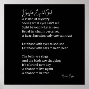 Bright Eyed Girl Inspirational Poem Wall Art decor