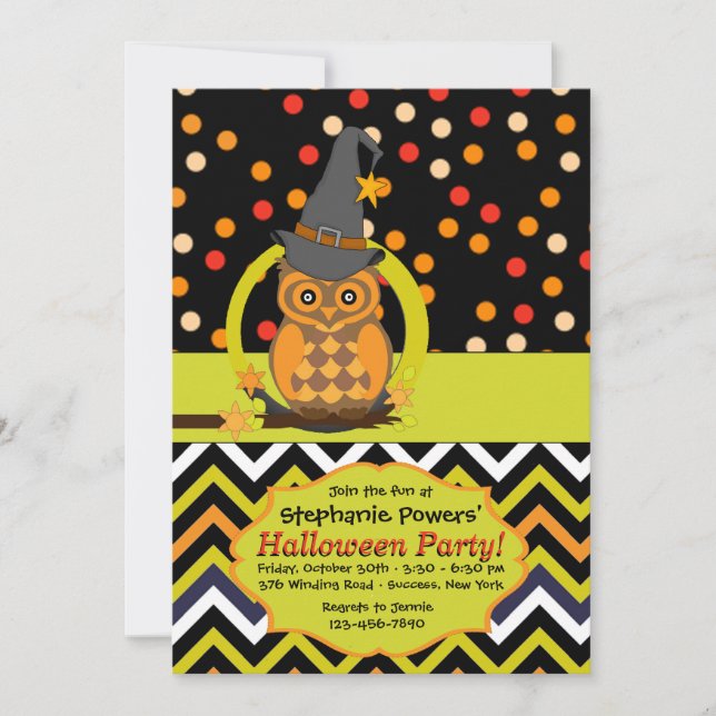 Bright Eyed Owl Halloween Party Invitation (Front)