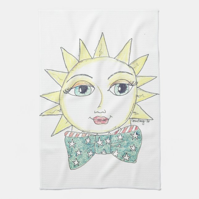 Bright Eyed Sun - Kitchen Towel (Vertical)