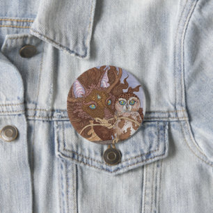 Bright Eyes Owl and Dragon 7.5 Cm Round Badge