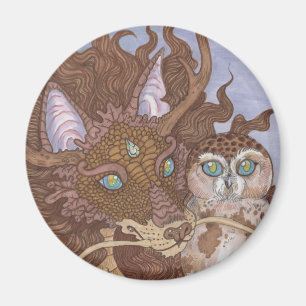 Bright Eyes Owl and Dragon Magnet