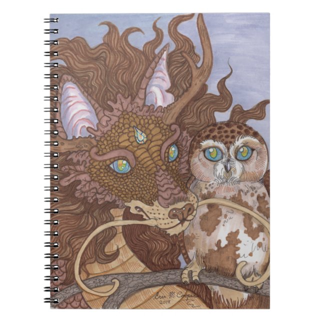Bright Eyes Owl and Dragon Notebook (Front)